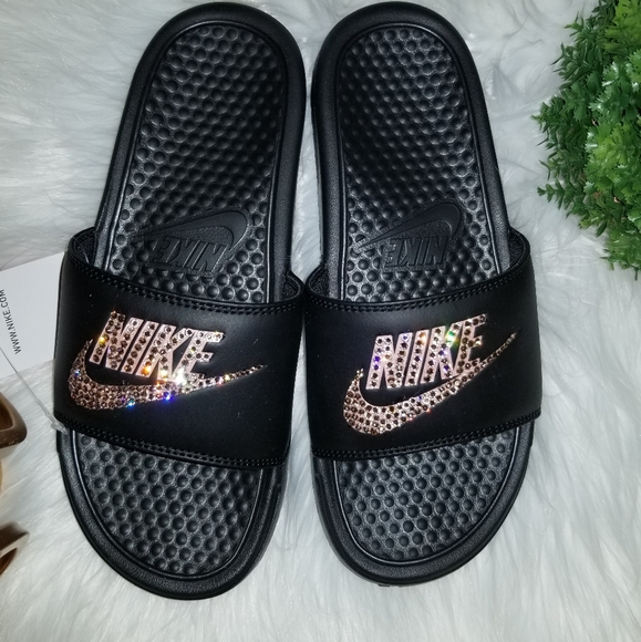 Nike Shoes - New custom Rose gold bling Nike Slides